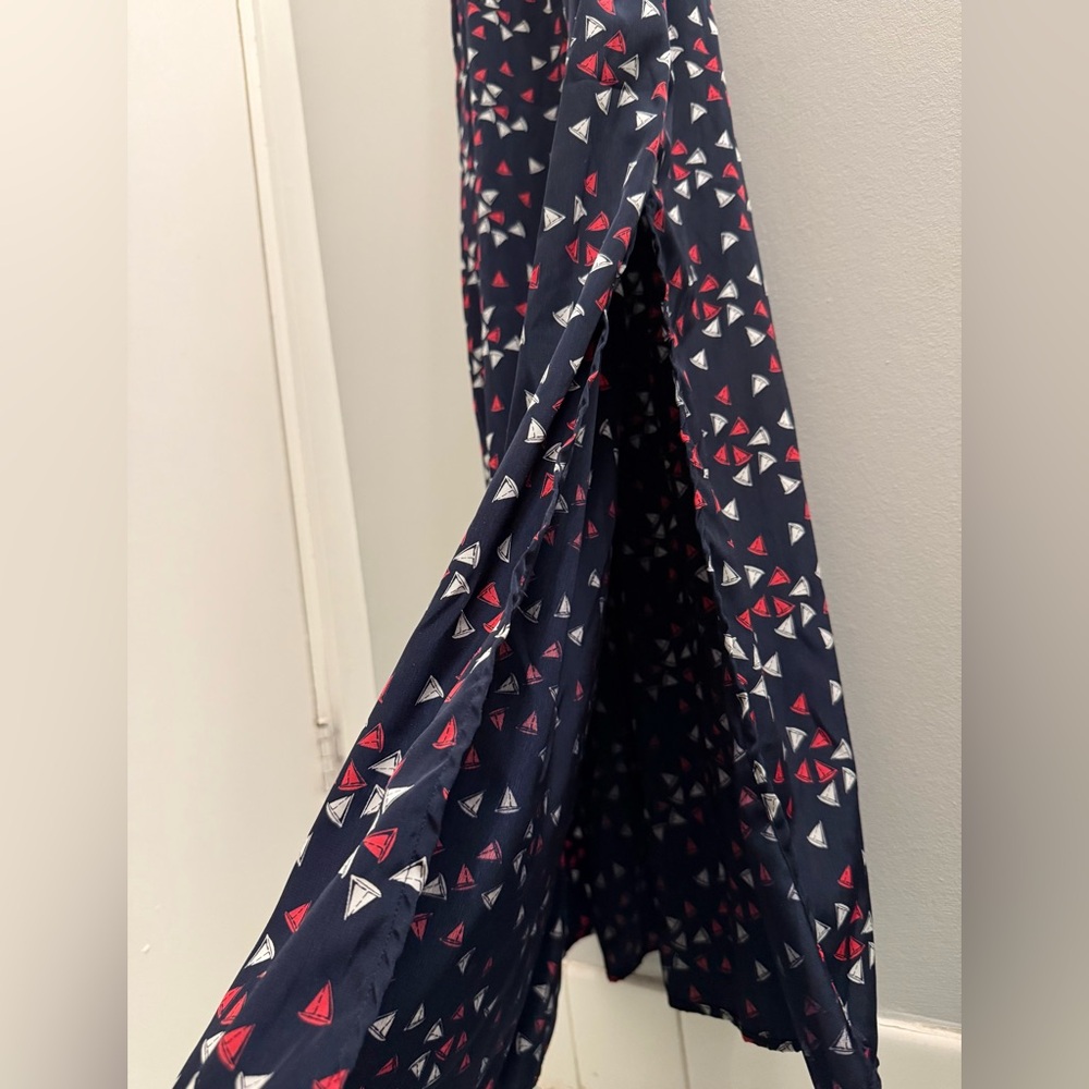Tommy Hilfiger | Navy Maxi Dress With Colourful Pink and White Sailboat Print - Picture 9 of 16